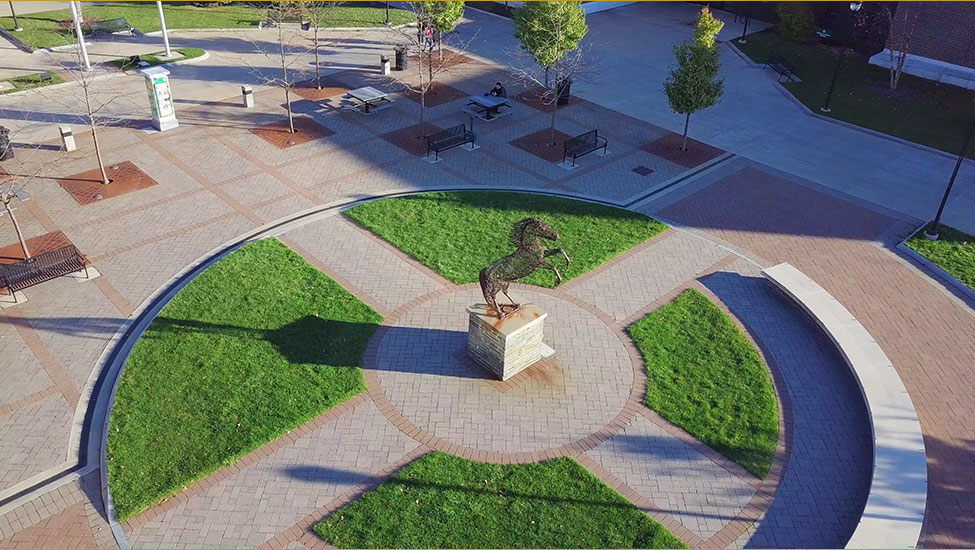 aerial view of the mustang statue