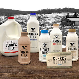Products produced by Clark Farms Creamery.