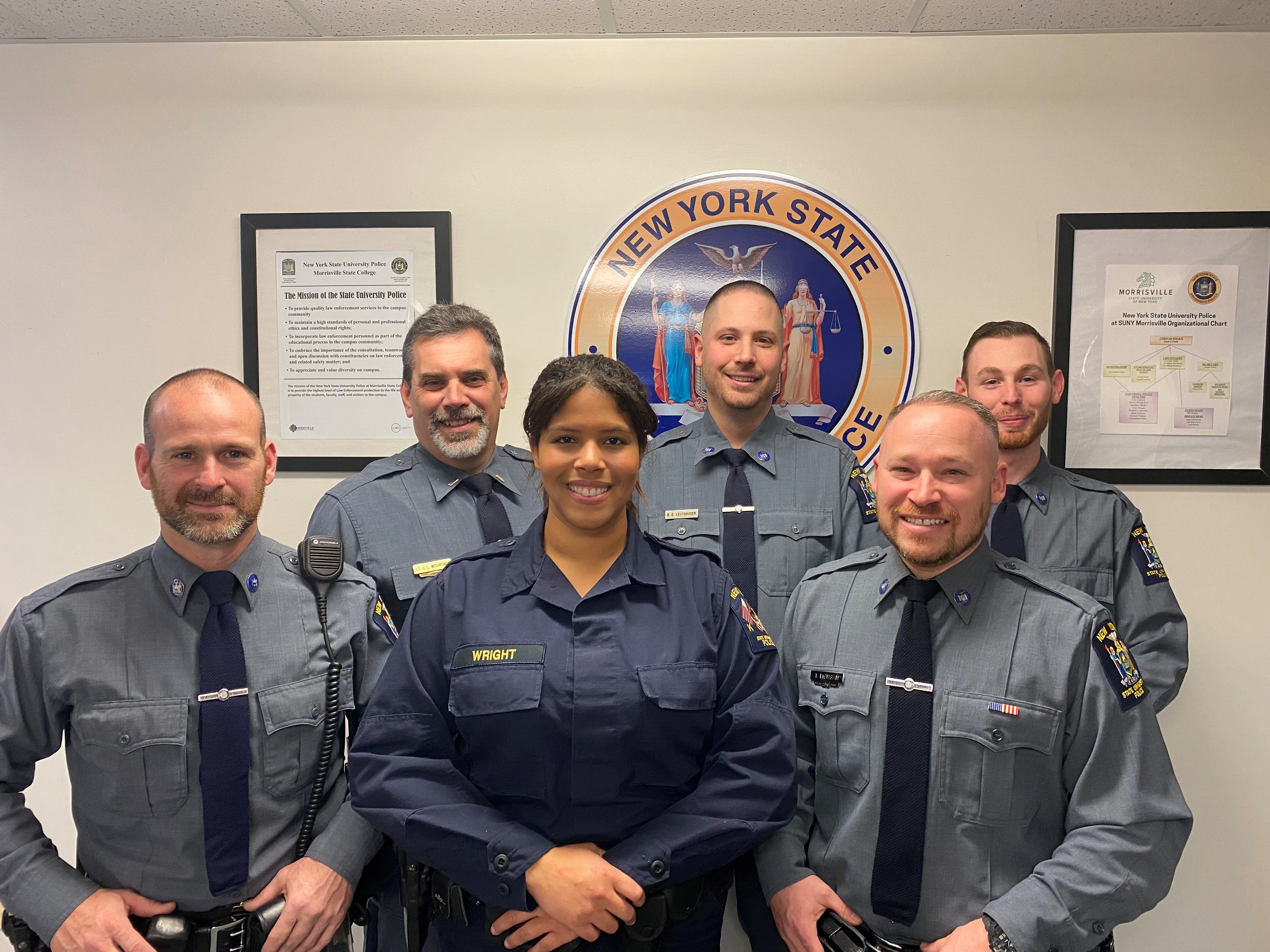 Pictured back row, from left: Lt. McCartney, Officer Stephen Leuthauser, Officer Cody Welch Front row, from left: Officer Luke Learned, Officer Nicole Wright, Officer Tyler Morgan Not pictured, Lt. Netzband