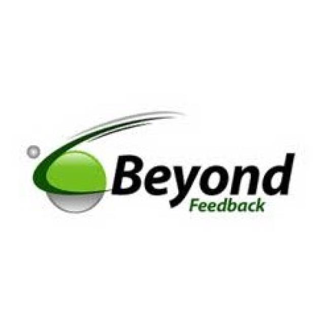 Beyond Feedback Logo, a green and white sphere with a scrawled line