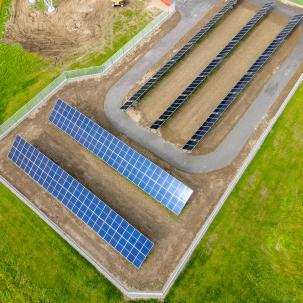 Ground-mounted 85 kW solar PV array for on-site energy production