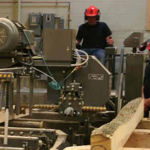 Students work with the Equipment in the Wood Products Technology Center
